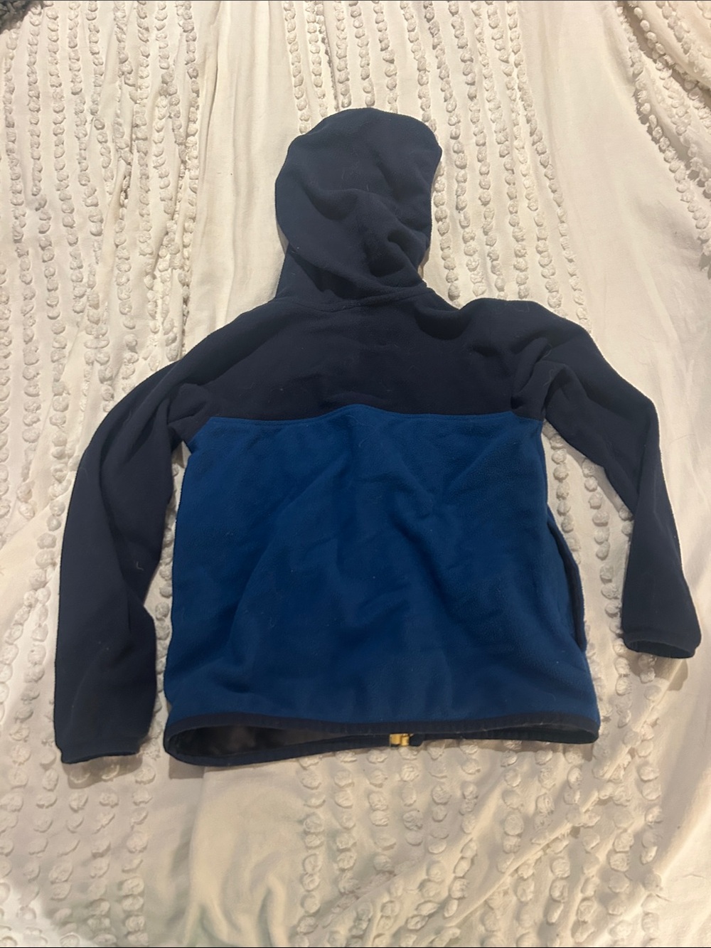 Patagonia Kids Navy and Royal Blue Fleece Hoodie with Yellow Trim, xs, 5-6 - Picture 3 of 3